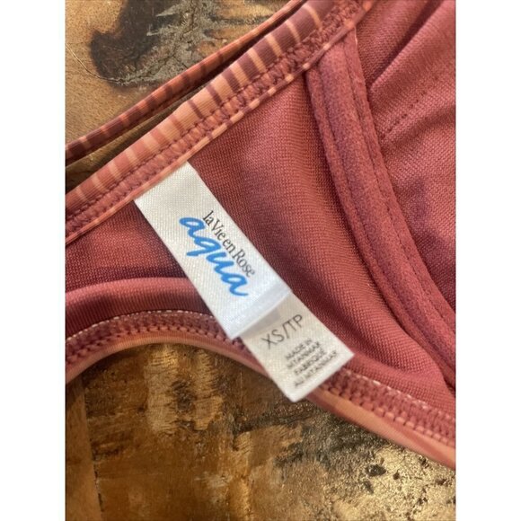 La Vie En Rose Aqua push up bikini top pink Mauve Striped XS Underwire Swim - Picture 8 of 10